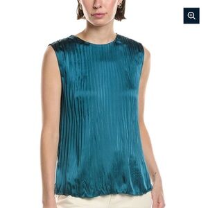 Vince crushed shell teal tank top blouse blue NWT